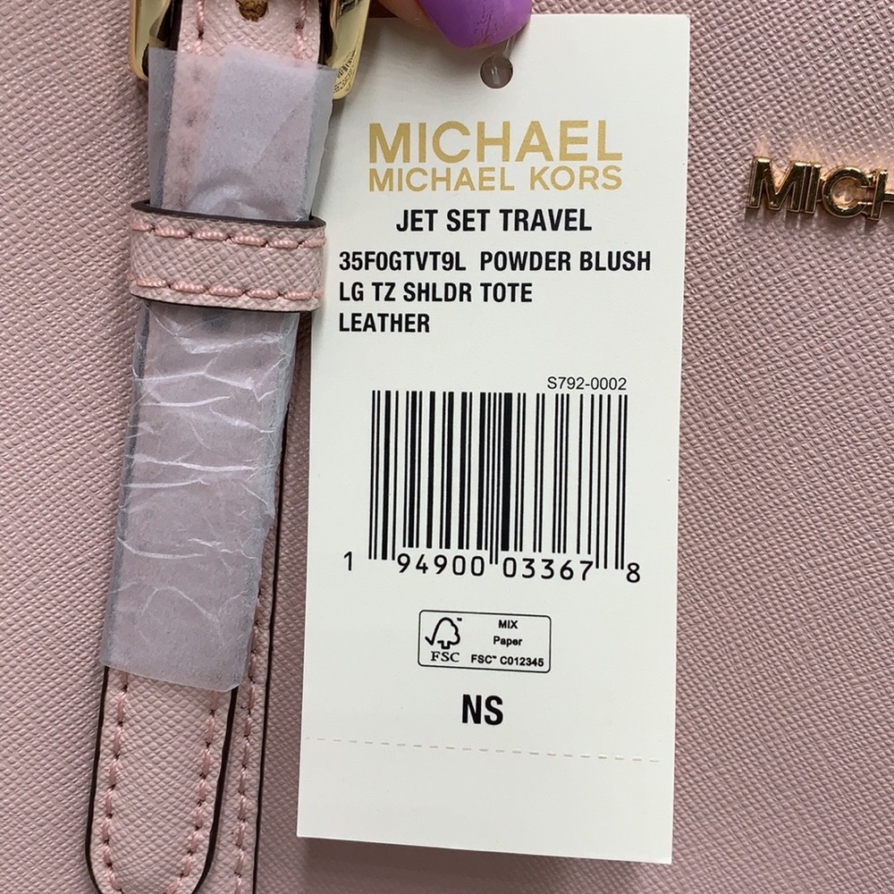 MICHAEL KORS POWDER BLUSH COLOR 
Jet Set Travel Large Logo Tote Bag - Picture 15 of 15